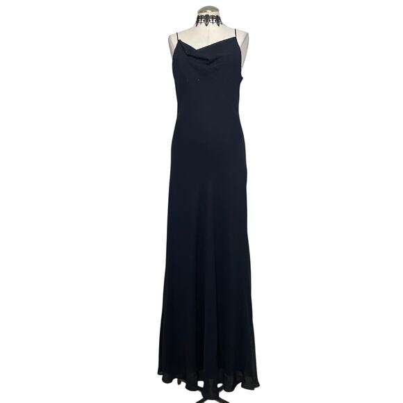 Milano Stunning Floor Length Beaded Gothic Cowl Neckline Formal Dress - Picture 1 of 16